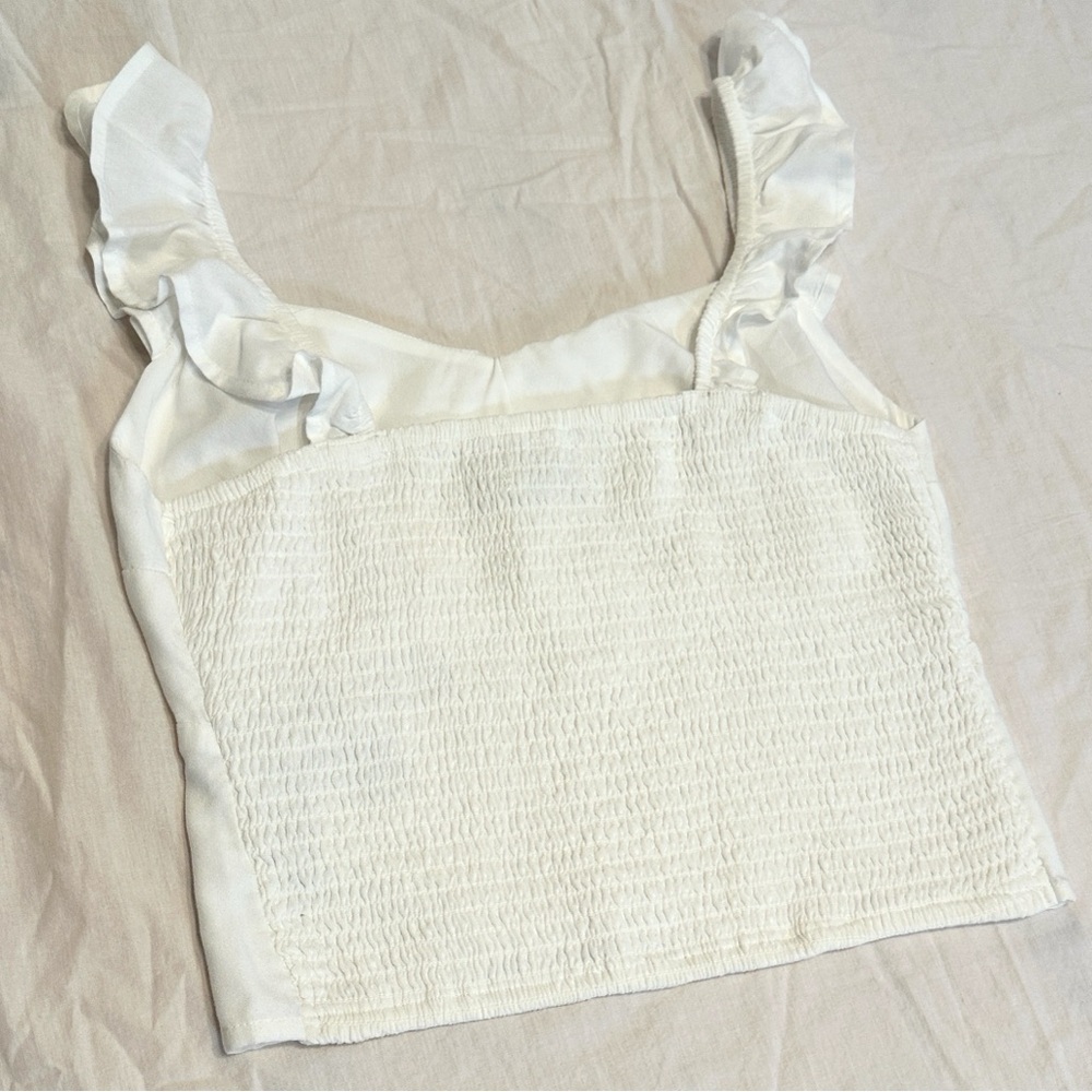 Abercrombie & Fitch White Ruffled Straps / Front Tank Top - Picture 4 of 5
